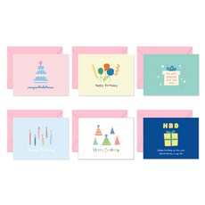 모노라이크 미니카드 팝팝 생일축하 6종 세트, B, 1세트 B, 1세트