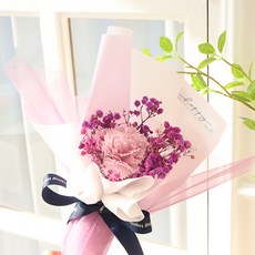모리앤 조화 감사 한송이 카네이션 생화안개 프리저브드 꽃다발, 라벤다, 1개