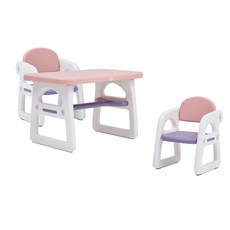 베네베네 헬로 베어 유아책상 + 의자 세트 2인용, 핑크
