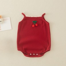 스타도어 체리 프릴 민소매 바디수트