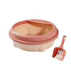 랜보어 고양이 리본 라운드 화장실 모래삽 세트, 핑크