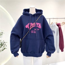 구디프 여성용 치어스 벌룬소매 루즈핏 후드 티셔츠