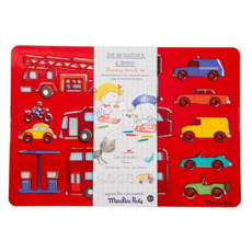 Moulin Roty 圖案繪畫板 交通工具 Set, 培養美術能力 訓練握筆, 1組