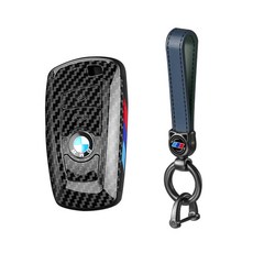 하마테 BMW 스마트키 360도 충격보호 풀카본 키케이스 + 가죽 키홀더 세트, B타입 블랙, HMBM_B100