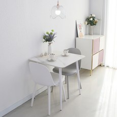 참갤러리 정사각 700 세라믹 식탁 세트 2인용 방문설치, 식탁(화이트), 의자(그레이,