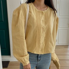 핀턱 코튼 레이스 블라우스