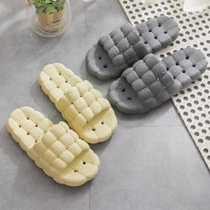 무식이네 푹신한 퀼팅 미끄럼방지 욕실화 2종 세트, 그레이 + 옐로우, 1세트 - 이미지 3
