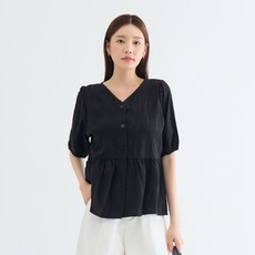 Elsso 皺褶大尺碼A字短袖襯衫雪紡衫