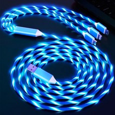 3 IN 1 LED 멀티 충전 케이블 1m, 1개, 블루