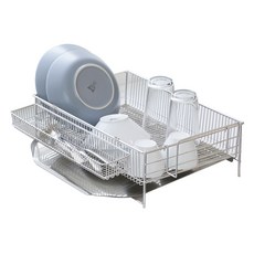 兩用不鏽鋼餐具瀝水架, 1層, 銀色, 1個