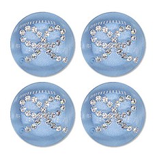 고급 큐빅 보석 단추 리본 21mm, 블루, 4개 블루, 4개