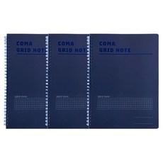 투코비 코마 스프링 그리드노트 B5, 3개, 네이비 3개, 네이비