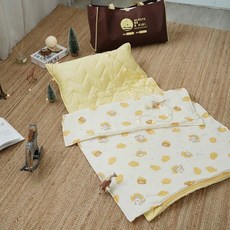BUHO 布歐 多功能兒童睡墊四季被3件組，100%純棉雙層紗, 萌趣, 睡墊 140 x 70cm + 蓋被 120 x 90cm + 枕頭 70 x 30cm