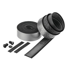 시클로베이션 어드밴스드 레더 터치 퓨전 투톤 샤이닝 메탈릭 바 테잎 + 마감 + 플러그 엔드캡 세트, 블랙 + 사틴 실버, 2세트