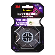 3M Scotch 超強力雙面膠帶 玻璃磁磚面 V1804N 18mm x 1.5m, 紅色, 1捲