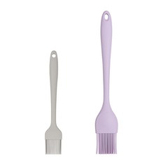 bella cuisine 矽膠油刷組 Set, 基本款(27.5 x 4.5 x 2cm)+迷你款(20.7 x 3.2cm), 紫色/灰色, 1組