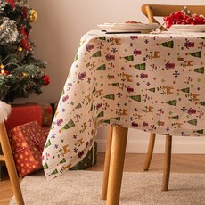 MA 심플 패턴 크리스마스 식탁보, 선물, 180 x 140 cm