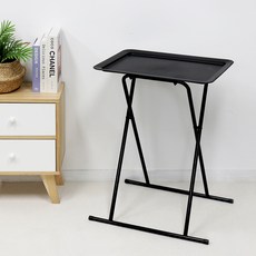 팬물산 이지라이프 스퀘어 접이식 보조테이블, 블랙 블랙