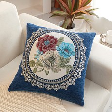 古典花卉刺繡高級靠枕套
