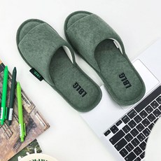라벨라코 에비뉴 타올소재 워셔블 사계절 실내화, 카키, 1개