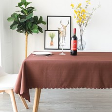 알럽홈 맞춤형 스퀘어 레이스 포인트 레스토랑 식탁보, 브라운, 160 x 160 cm