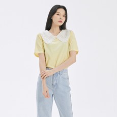 미쏘 여성용 레이스 반팔 티셔츠