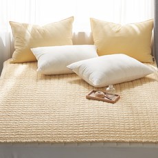  지베딩 샤베트 고밀도 80수순면 침대패드 겸용 스프레드, 옐로우 