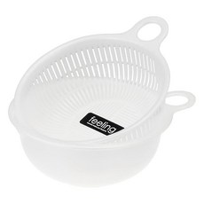 inomata 迷你蔬果瀝水組 珍珠白, 瀝水碗 + 瀝水籃, 迷你瀝水籃組合, 1組, 迷你