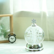 따숨 LED 워터볼 오르골, 실버 눈꽃볼