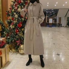 여성용 핸드메이드 스트랩 롱 코트 JK3781K1B