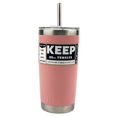 KEEP 스테인리스 보온 보냉 대용량 빨대 텀블러, 핑크, 600ml