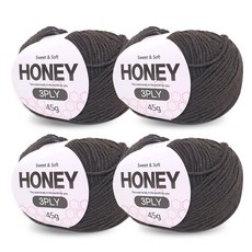니뜨 허니 3ply 뜨개실 45g x 4p + 무료 도안 세트, 24 진밤색