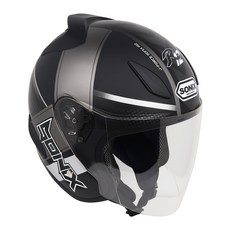 SONIX R 그래픽 오픈페이스 오토바이 헬멧, 무광실버