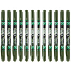 라인플러스 OHP펜 1mm 물펜MF 0.4mm 12p, 녹색, 1개