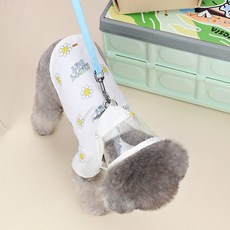 DING DONG PET 寵物花背帶頭套防水雨衣, 1個, 白色
