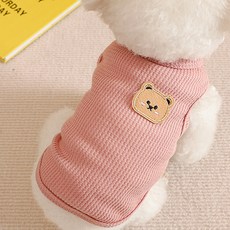 퍼플펫 파스텔 강아지 곰돌이 와플 티셔츠, 핑크, 1개