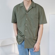 스타일에스 남성용 오픈카라 구김없는 오버핏 데일리 반팔 셔츠