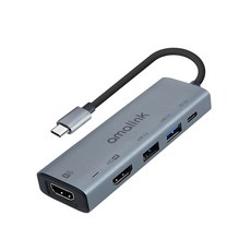 컴스 USB C to 듀얼 HDMI 컨버터 FW837, Gray, 1개