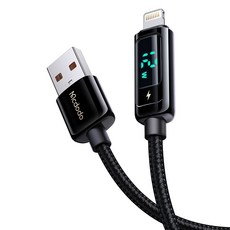 맥도도 디스플레이 USB A타입-애플8핀 라이트닝 고속충전 케이블, 블랙, 1.2m, 1개