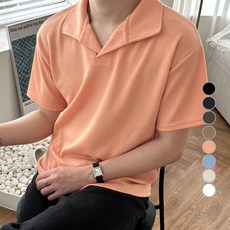 제제 남성용 오픈 카라 반팔 니트티