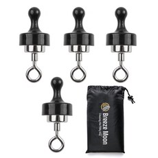브리즈문 캠핑 O형 자석 고리 20mm x 4p + 스탬프 자석 29mm x 4p + 보관 파우치 세트, 크롬 + 블랙, 1세트 크롬(O형 자석), 블랙(스탬프 자석), 1세트