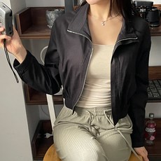 DIAMIGNON Anseu亞麻短版拉鍊夾克