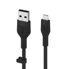 벨킨 플렉스 USB A-라이트닝 아이폰 고속 충전 케이블 CAA008bt1M, 블랙, 1m, 1개