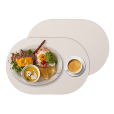 디아르 플래티넘 실리콘 방수 플레인 식탁매트, 오트밀베이지, 43 x 29.5 cm, 2개