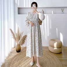 브이 랩 여신같은 하늘하늘 플라워 롱 임산부 원피스