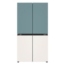 LG전자 디오스 오브제컬렉션 4도어 냉장고 T873MTE111 870L 방문설치, 클레이민트(상), 베이지(하)