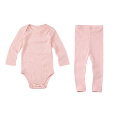 위드오가닉 니트 긴팔 바디수트 + 긴바지 세트