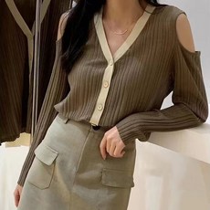 루나걸 여성용 시엥 오픈 숄더 가디건