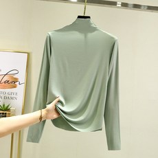 스타 구김없는 보들 임부 긴팔 목폴라 티셔츠