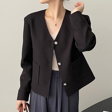 여성용 노카라 투포켓 자켓